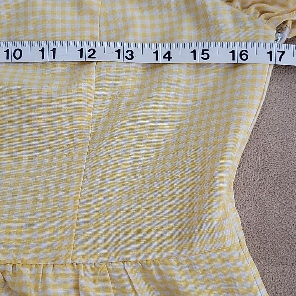 Altar'd State Yellow Gingham One Shoulder Dress Size Medium EUC - Picture 7 of 10